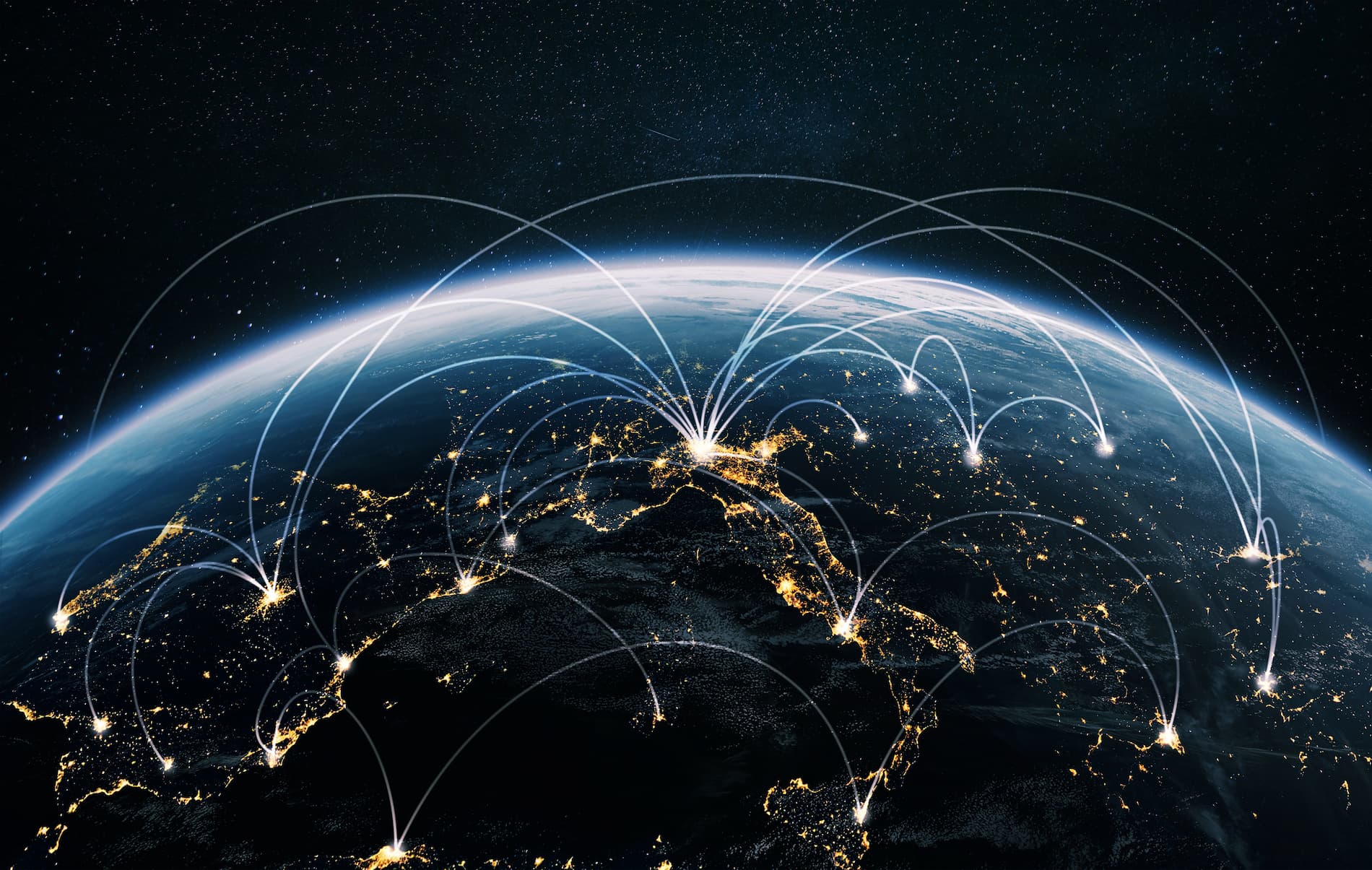 A graphic with a globe and pinpoints in different countries to demonstrate Dataminr's AI-Powered global event and threat & risk intelligence capabilities.