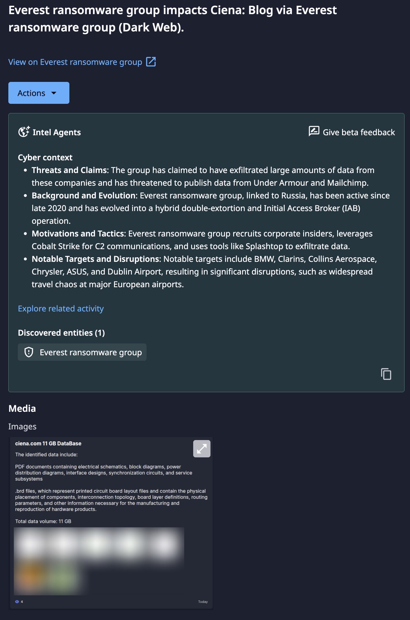 Cyber Intel Brief: Everest Ransomware Exfiltrates AI Schematics