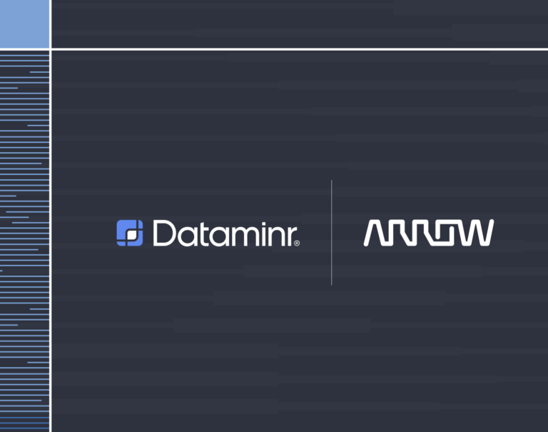 A lockup of the Dataminr and Arrow Electronics logos.