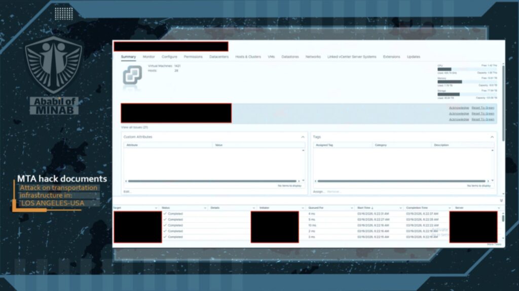 Sample of a screenshot shared from Ababil of Minab after targeting LA Metro. Source: Dataminr