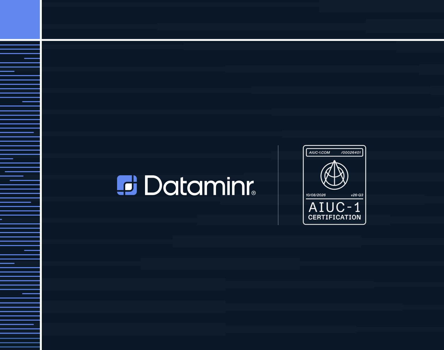 The Dataminr logo positioned next to its AIUC-1 certification badge.